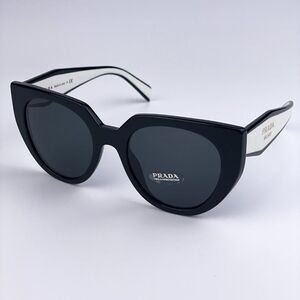 NEW Prada PR14WS 09Q-5S0 Black Talc Gray Cat Eye Oversized Women Sunglasses